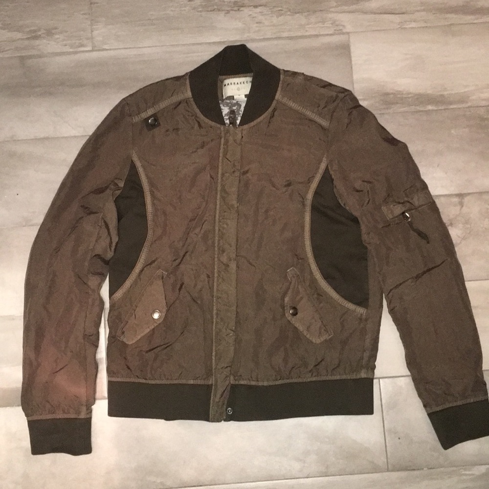 Anthropologie: army green bomber